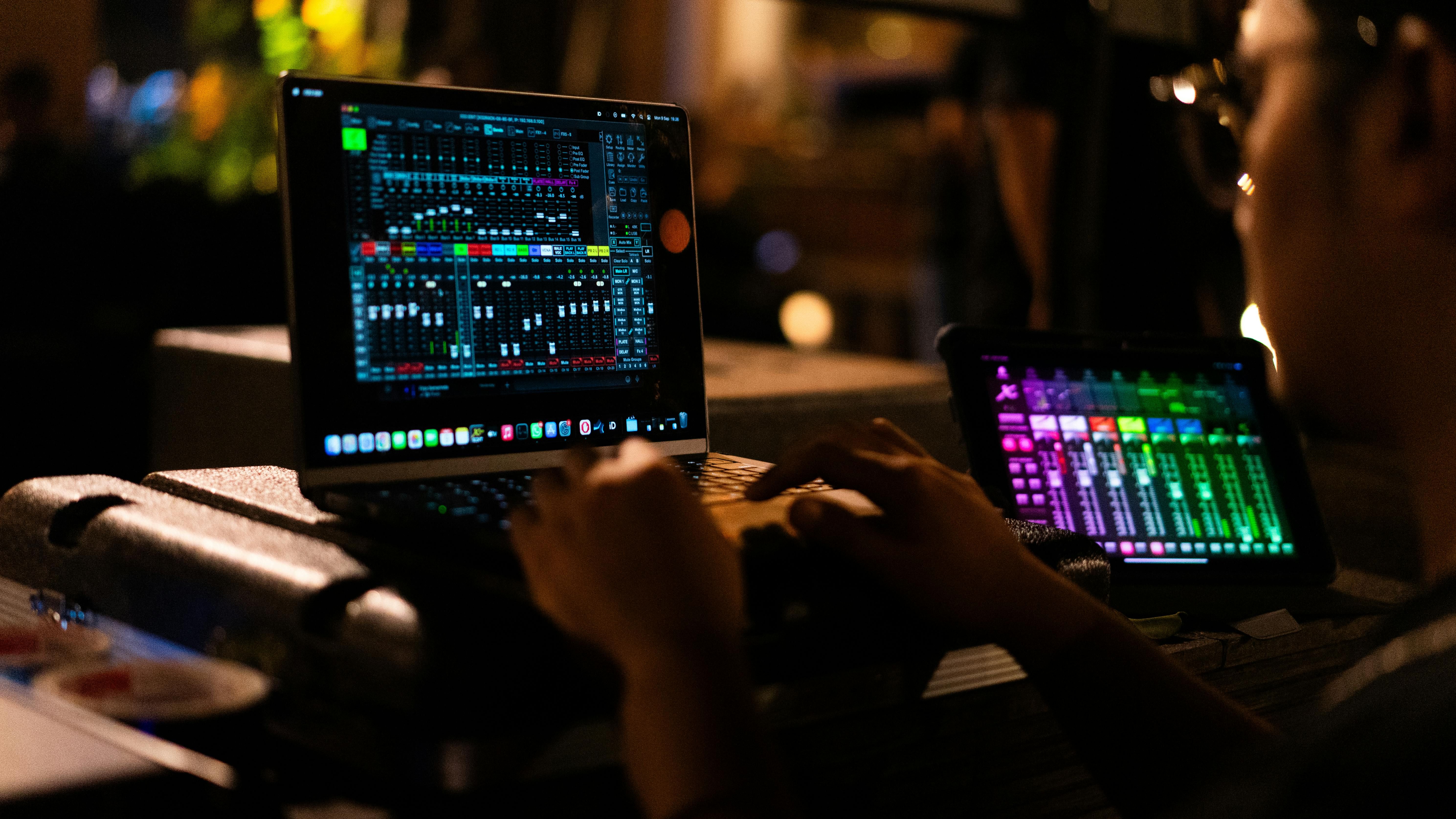 Sound engineer creating sound effect